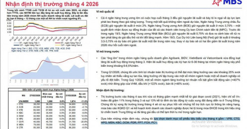 Cổ phiếu HPG, VPB, MSN, PDR có triển vọng tích cực trong tháng 4