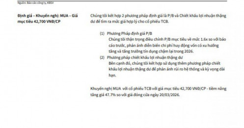 Một mã ngân hàng được khuyến nghị mua, dư địa tăng tới 48%