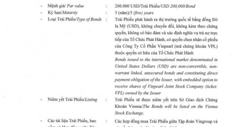 Vingroup sắp phát hành 350 triệu USD trái phiếu 'ba không', có quyền chọn nhận cổ phiếu VPL