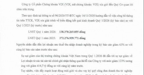 Tự doanh lỗ gần 80 tỷ đồng, lợi nhuận quý I của VIX lao dốc hơn 60%