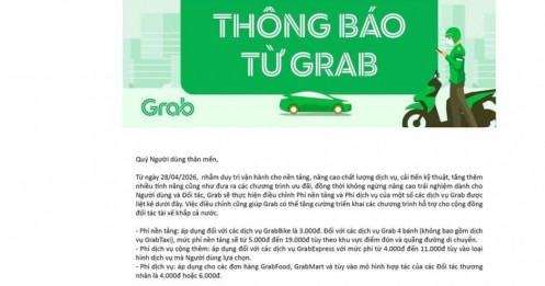 Grab tăng phụ phí từ 28/4
