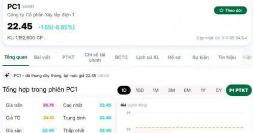Dòng tiền tiếp tục tháo chạy khỏi PC1, vốn hóa 'bốc hơi' 1.500 tỷ đồng sau 2 phiên rơi sàn
