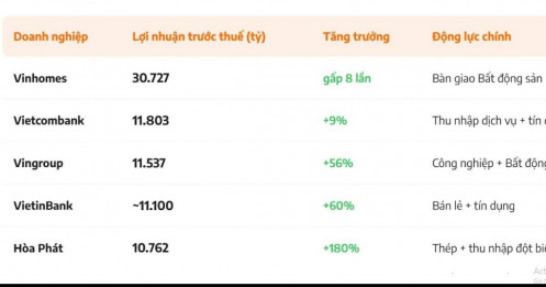 5 'ông lớn' báo lãi trên 10.000 tỷ đồng quý 1