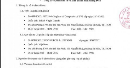 VinaCapital tiếp tục “xả” cổ phiếu KDH