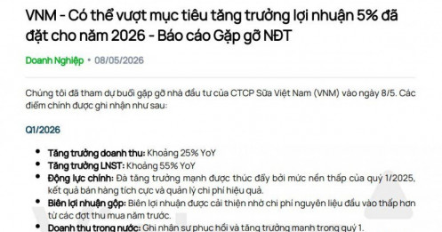 Biên lợi nhuận gộp của Vinamilk có thể sẽ giảm nhẹ trong các quý tới do áp lực giá nguyên liệu gia tăng
