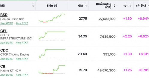 Điều gì đang xảy ra với BSR, GEX, CII giữa phiên giảm mạnh của VN-Index?