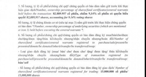 Bà Huỳnh Bích Ngọc đăng ký bán 15 triệu cổ phiếu SBT