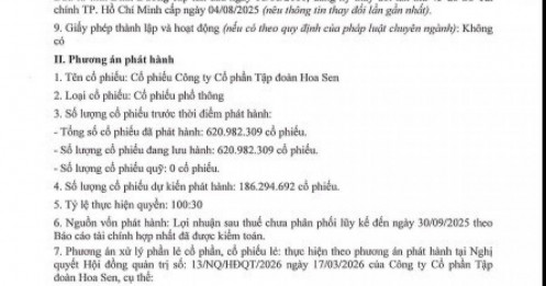Hoa Sen (HSG) tăng vốn vượt 8.000 tỷ đồng sau đợt trả cổ tức