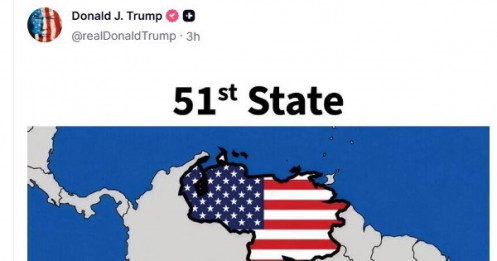 TT Trump đăng hình bản đồ Venezuela gắn cờ Mỹ, gọi là 'bang thứ 51'