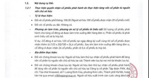 PAN sắp chia cổ tức khủng nhất lịch sử: Tiền mặt 30% + thưởng cổ phiếu 20%