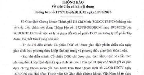 Nhà đầu tư chú ý: HOSE vừa điều chỉnh hình thức giao dịch đối với cổ phiếu DGC