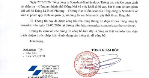 Khởi tố, bắt tạm giam Trưởng Ban kiểm soát Sonadezi (SNZ)