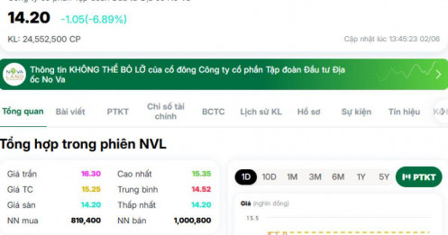 Cổ phiếu Novaland bất ngờ "nằm sàn", hơn 23 triệu cổ phiếu chất đống chờ bán