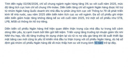 Định giá ngành ngân hàng đang ở mức 'hiếm thấy' trong 10 năm
