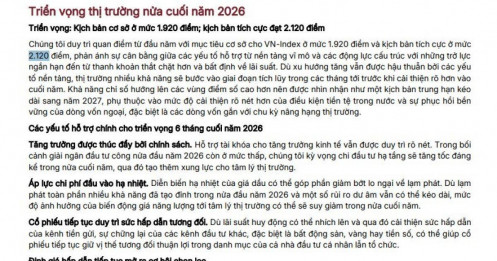 VN-Index sẽ chạm 2.120 điểm vào cuối năm 2026?