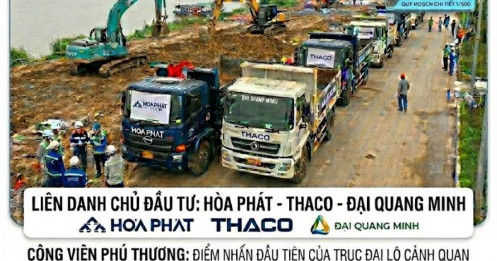 Triển khai thi công công viên mở màn cho đại dự án 28 tỷ USD "kỳ tích sông Hồng" của liên danh Hòa Phát - THACO - Đại Quang Minh