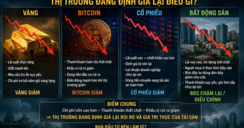 Vàng, Bitcoin, cổ phiếu và bất động sản cùng chịu áp lực: Thị trường đang định giá lại điều gì?