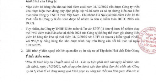 Hóa chất Đức Giang (DGC) giải trình ý kiến ngoại trừ của kiểm toán