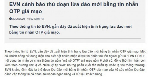 Nhiều người mất tiền, EVN cảnh báo thủ đoạn lừa đảo bằng tin nhắn OTP