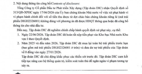 DIC Corp (DIG) lên tiếng sau án phạt vì dùng vốn trái phiếu sai cam kết