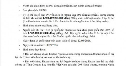 BSR sắp chi 1.500 tỷ đồng để trả cổ tức