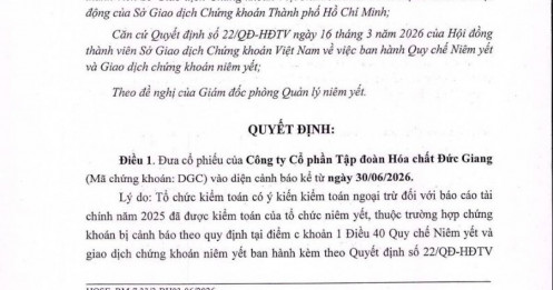 Cổ phiếu DGC vào diện cảnh báo từ ngày 30/6