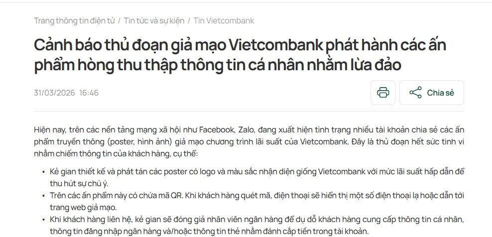 Thực hư việc Vietcombank trả lãi suất huy động tới 9%/năm