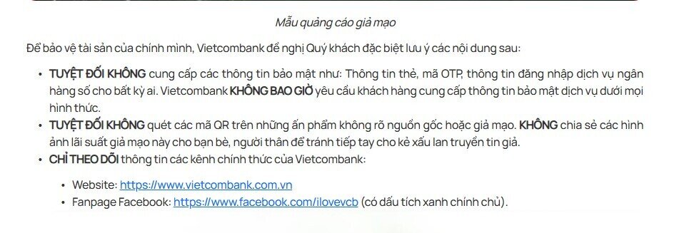 Thực hư việc Vietcombank trả lãi suất huy động tới 9%/năm