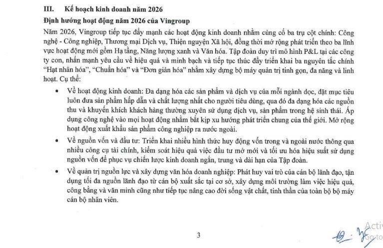 Vingroup đặt doanh thu 450.000 tỷ, LNST 25.000 tỷ đồng trong năm 2026