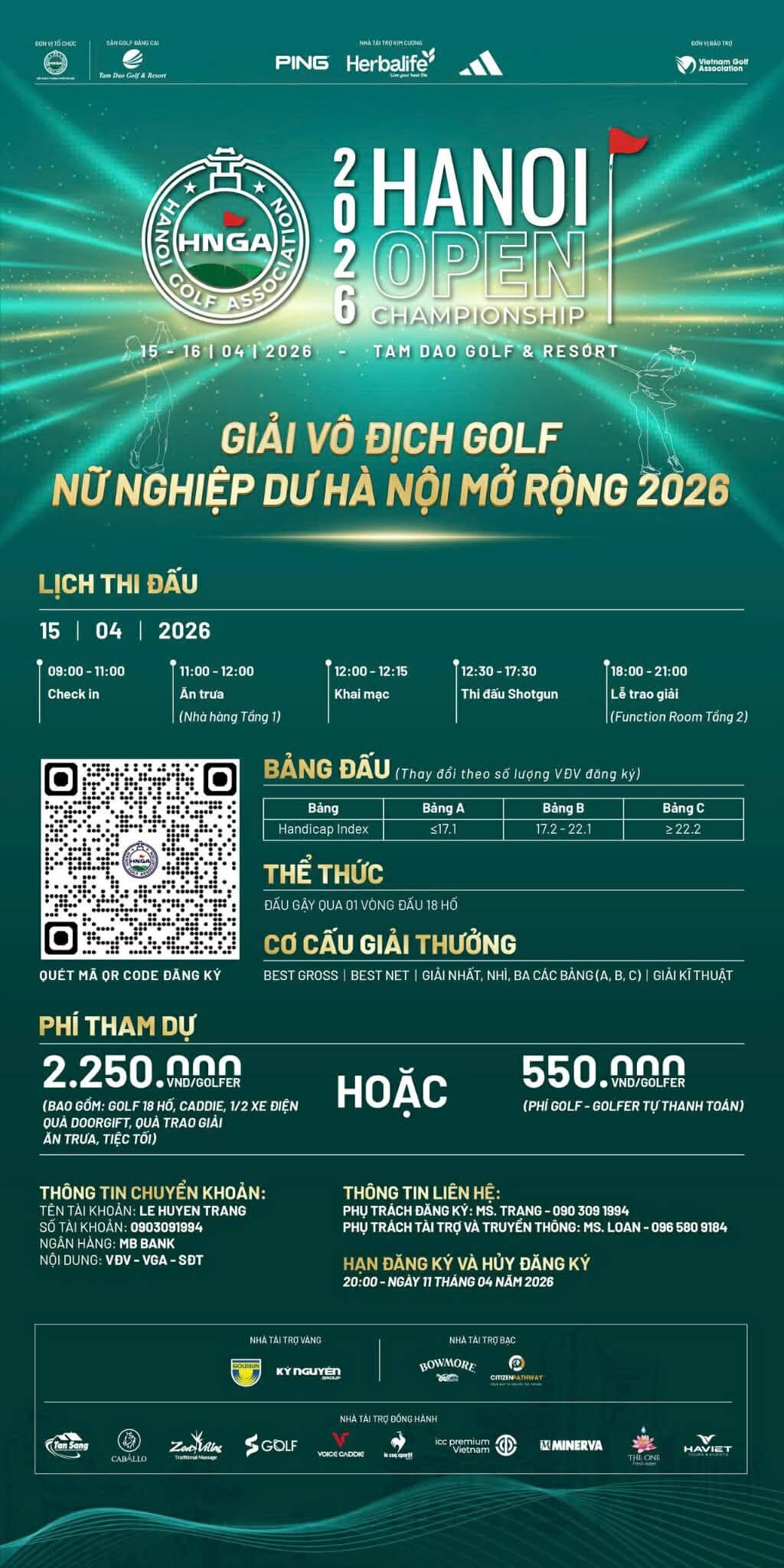 Hơn 500 vận động viên chính thức tham gia tranh tài tại Giải Vô địch Golf Hà Nội Mở rộng 2026