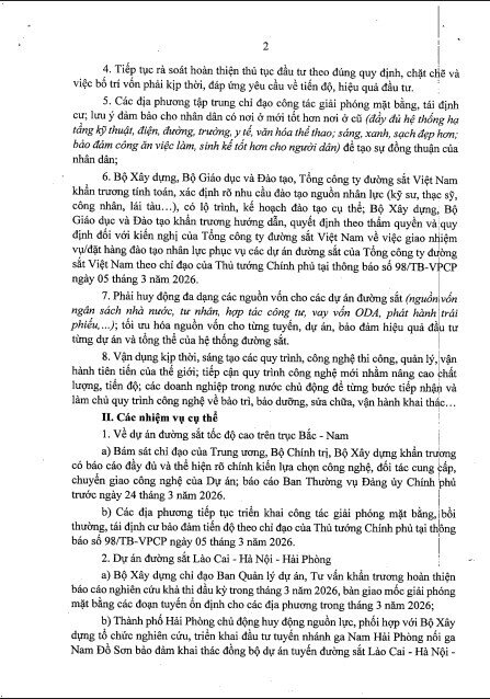 Kết luận của Thường trực Chính phủ tại cuộc họp về tình hình thực hiện Dự án đường sắt Bắc Nam