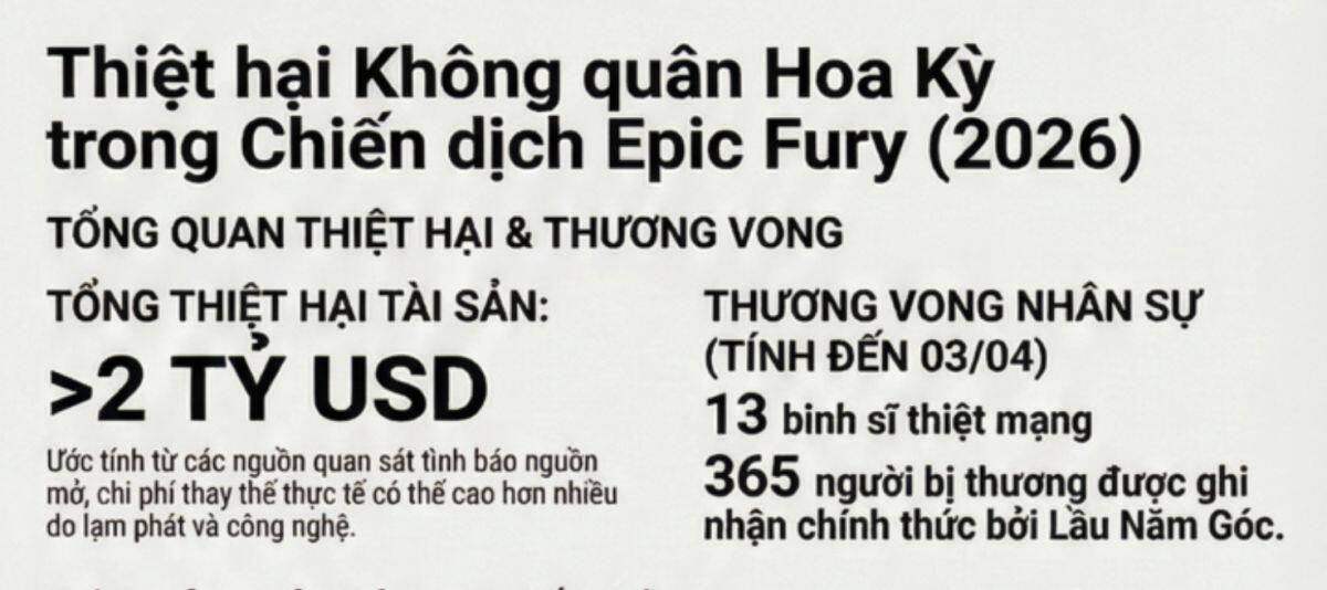 Không quân Mỹ thiệt hại hơn 2 tỷ USD trong chiến sự Iran