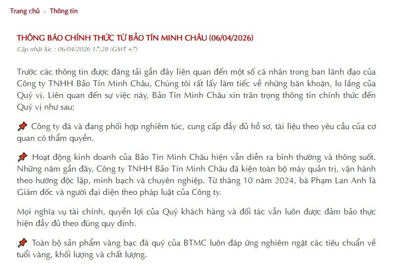Sau cú sốc lãnh đạo bị khởi tố, Bảo Tín Minh Châu nói gì?