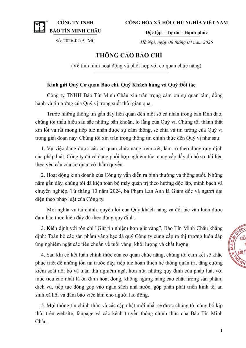 Sau cú sốc lãnh đạo bị khởi tố, Bảo Tín Minh Châu nói gì?