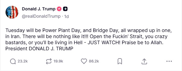 Tối hậu thư chấn động của Donald Trump: Mở Eo biển Hormuz hoặc hứng "hủy diệt"