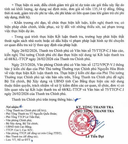 Thanh tra Chính phủ điểm tên loạt sai sót, kiến nghị xử lý Dự án cao tốc Đồng Đăng – Trà Lĩnh