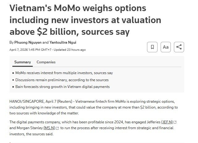 MoMo hoãn IPO, tìm kiếm NĐT mới với định giá trên 2 tỷ USD