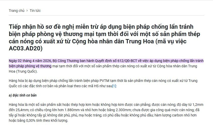 Sau khi chặn thép Trung Quốc, Bộ Công Thương tiếp tục ra thông báo đáng chú ý