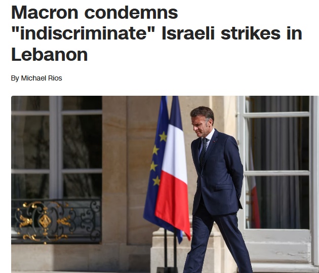 Tổng thống Pháp Macron lên án đòn không kích “bừa bãi” của Israel tại Lebanon