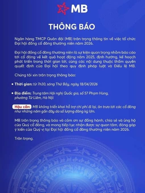 MB thông báo “nóng” tới hơn 200.000 cổ đông