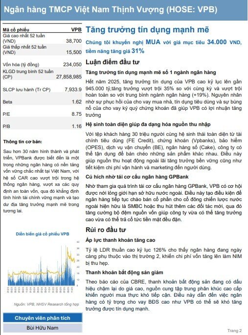 Một mã ngân hàng 'lọt tầm ngắm' chuyên gia được khuyến nghị mua, kỳ vọng tăng 31%