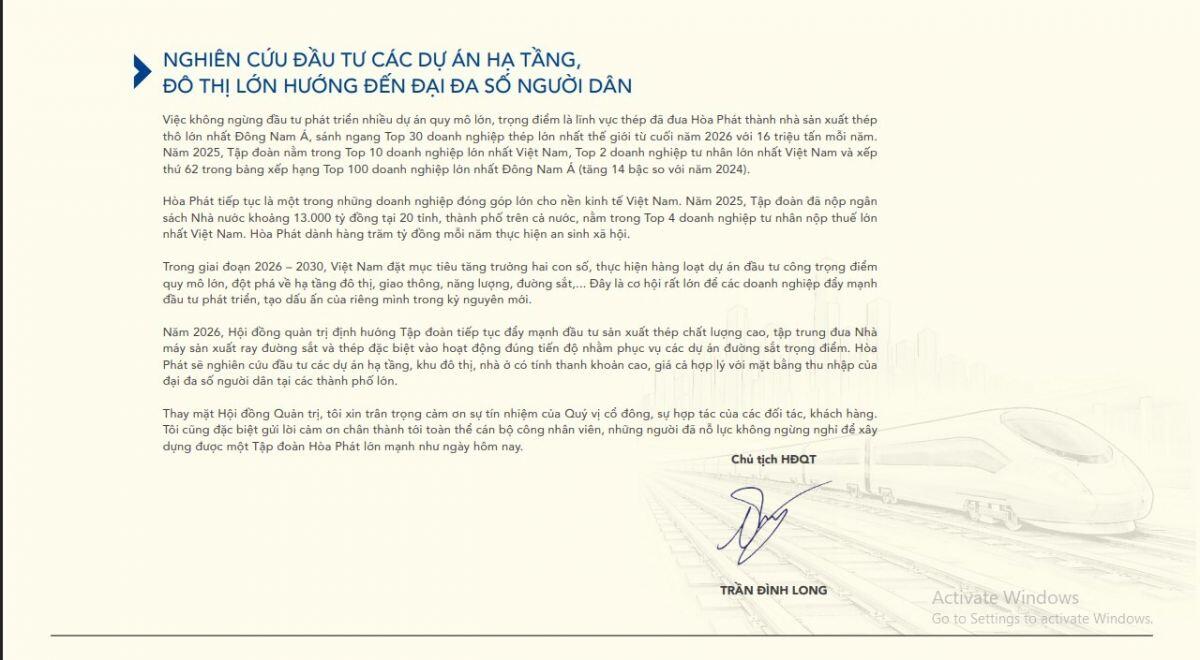 Tỷ phú Trần Đình Long gửi thông điệp đến 300.000 cổ đông Hòa Phát