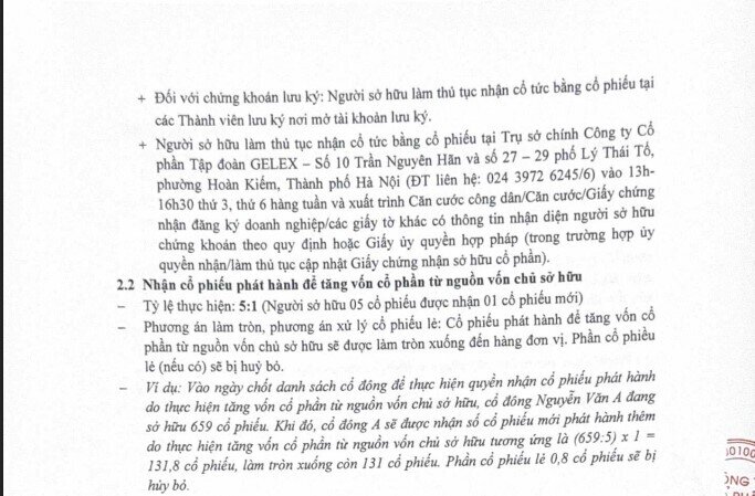 GELEX (GEX) chốt quyền chia cổ tức và cổ phiếu thưởng cho cổ đông