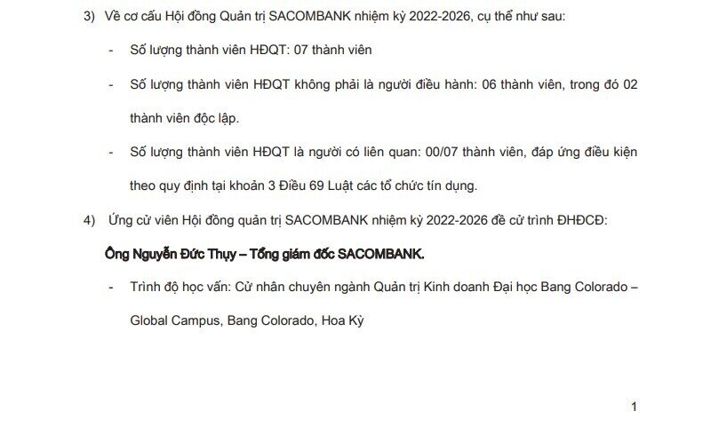 Cổ phiếu STB tăng hơn 5% sau tin ông Nguyễn Đức Thụy ứng cử HĐQT Sacombank