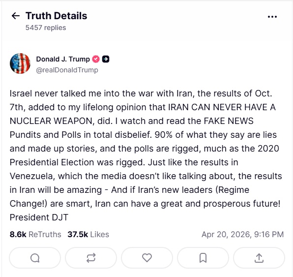 Trump nói thẳng: Không phải Israel, Mỹ tự quyết tấn công Iran vì “lằn ranh hạt nhân”