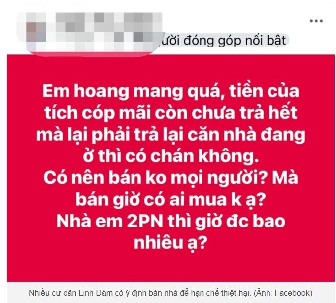 Cư dân HH Linh Đàm tính bán nhà gấp sau khảo sát