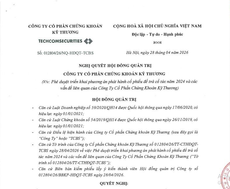 TCX quyết lấy lại vị thế Top 1 về vốn điều lệ, sẽ phát hành 462 triệu cổ phiếu trả cổ tức tỷ lệ 20%