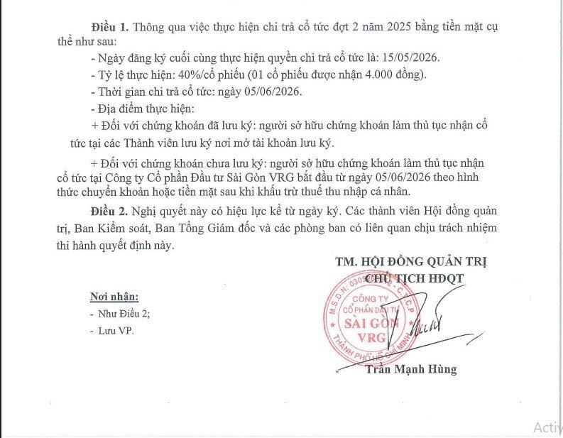 Một đại gia sắp chi gần 1.000 tỷ đồng trả cổ tức