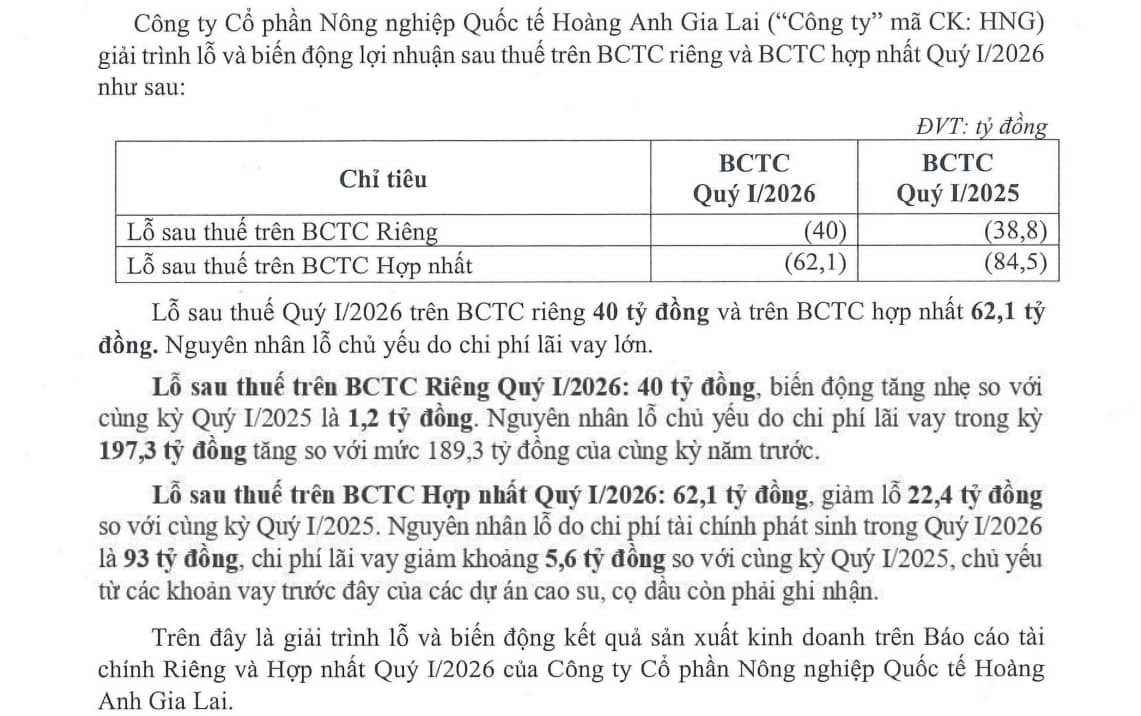 HAGL Agrico lỗ quý thứ 20 liên tiếp, gánh nợ vay hơn 10.000 tỷ đồng