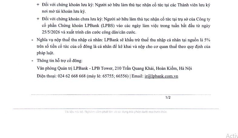 Nóng: Ngân hàng trả cổ tức tiền mặt cao nhất năm 2026 sắp lăn chốt, thanh toán ngay trong tháng 5
